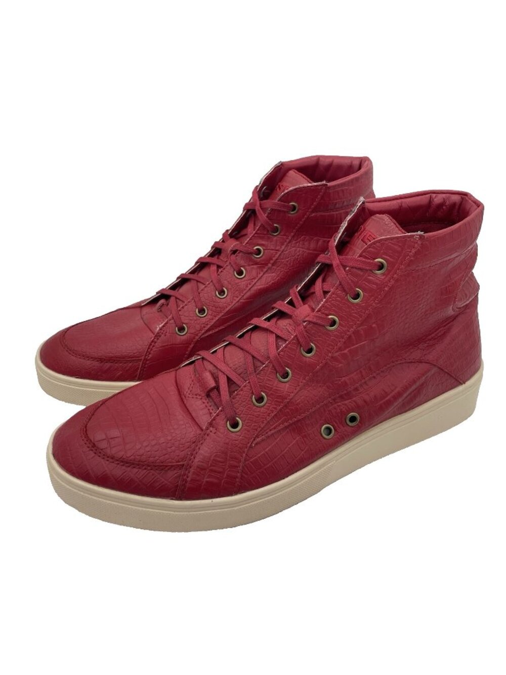 Diesel S-Groove Red Leather Mid Top Sneakers Men’s Size 12 Lace Up Fashion Shoes